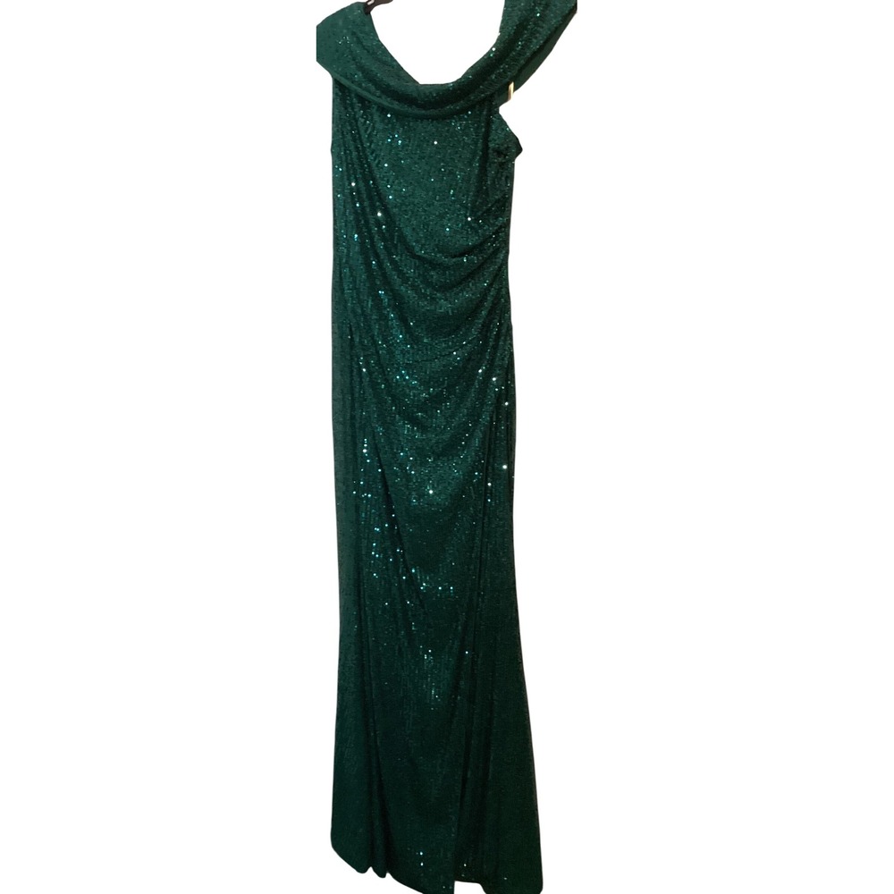 Emerald Green Sequin Holiday Party XL Gown Fairy Evening Dress Mermaid Glamour